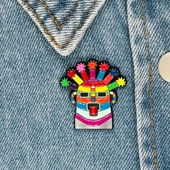 🤩OZ Enamel Diablo Huma Pin Mask Exotic Aya Incas Ecuador Inti Raymi Multicolor - Picture 1 of 6